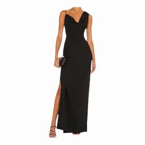 Amanda Uprichard x REVOLVE Arial Gown Black Asymmetrical Slit Dress